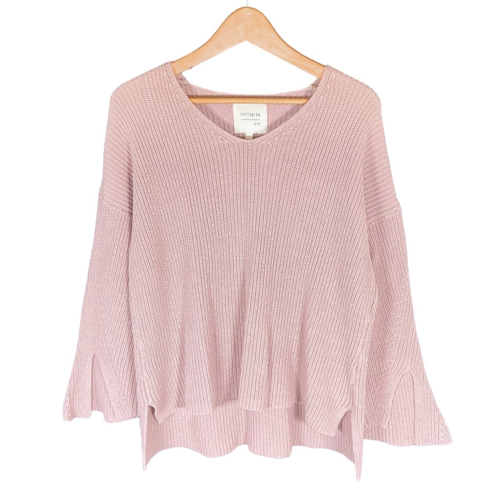 Cotton On Sweater Women’s Size XS Pink V Neck Flare Sleeve Knit Dusty Rose Top